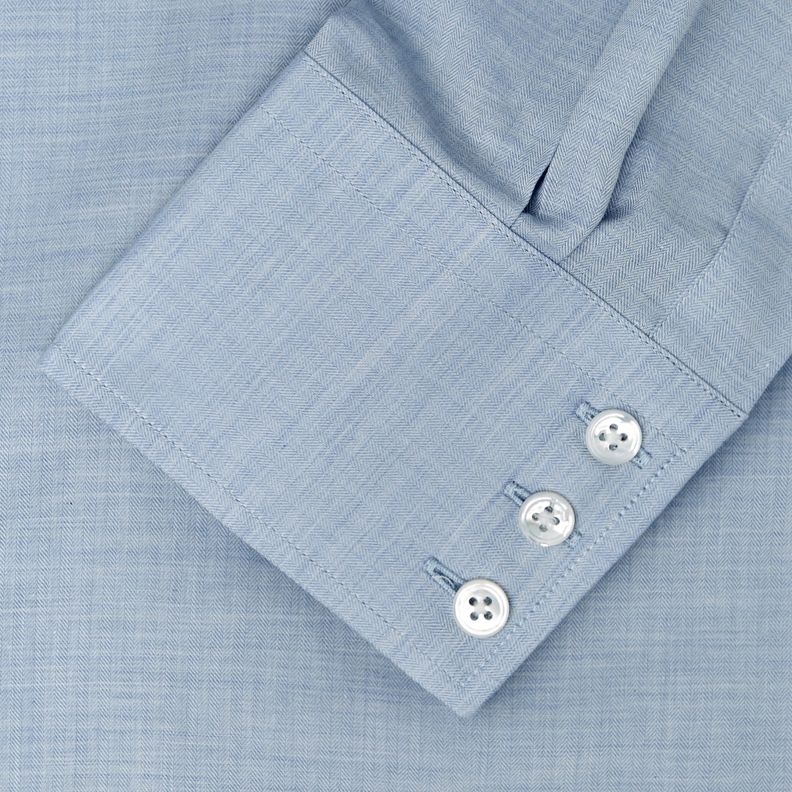 Image 5 of product Tailored Fit Light Blue Flannel Shirt with Bury Collar and 3-Button Cuffs