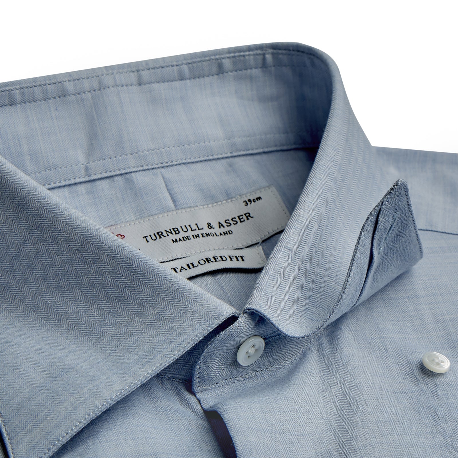 Image 2 of product Tailored Fit Light Blue Flannel Shirt with Bury Collar and 3-Button Cuffs