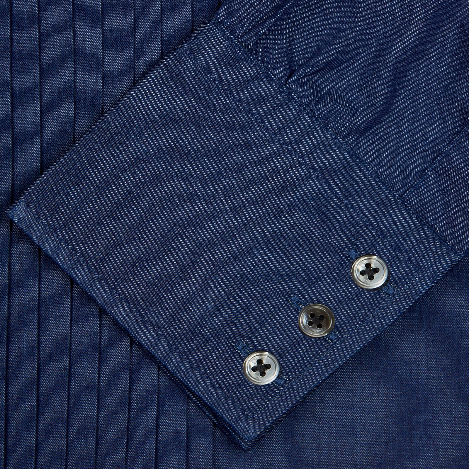 Image 5 of product Dark Blue Denim-Cashmere Dress Shirt with T&A Collar and 3-Button Cuffs