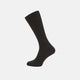 A single Turnbull & Asser Black Mid-Length Merino Wool Sock stands upright and slightly angled to the left against a plain white background—an ideal men's dress sock choice.