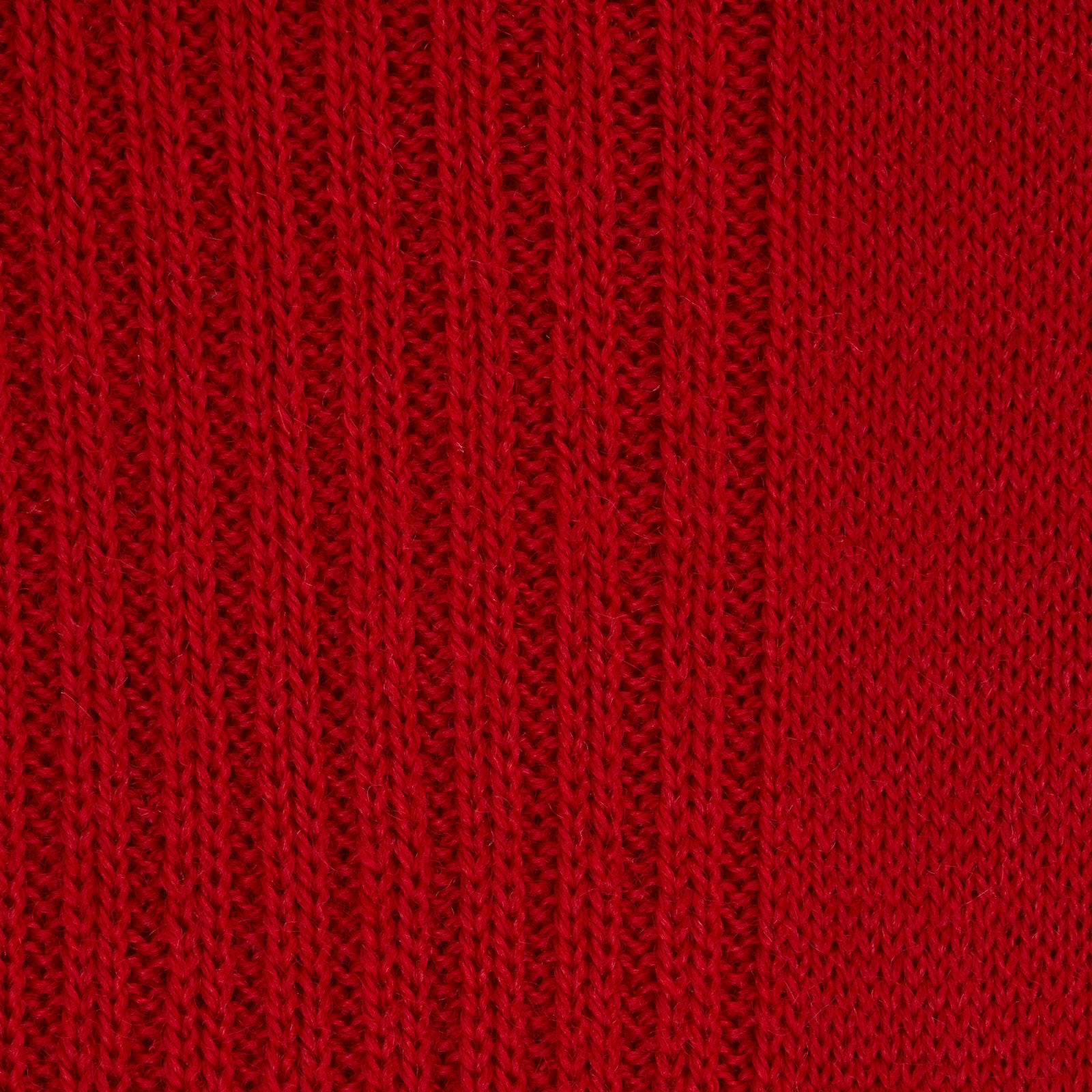 Image 2 of product A single Red Mid-Length Merino Wool Sock from Turnbull & Asser, featuring a ribbed design, is displayed upright on a plain light gray background.