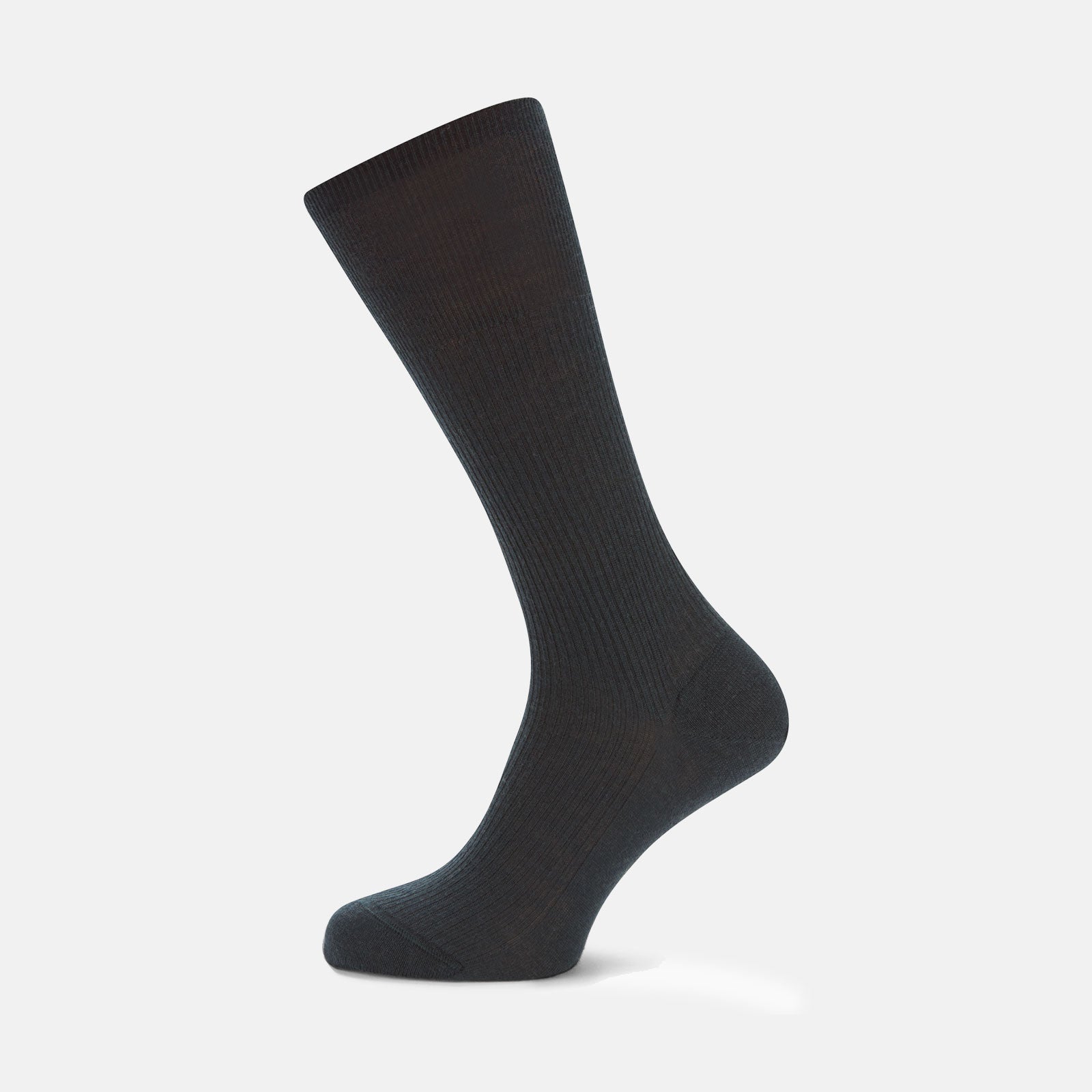 Image 1 of product The Turnbull & Asser Racing Green Mid-Length Merino Wool Sock is shown upright on a light gray background, highlighting its refined style and luxurious quality for men.