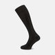 A single Black Long Cotton Sock by Turnbull & Asser, shown knee-high in black with a subtle ribbed texture, is displayed in a side profile against a plain white background.