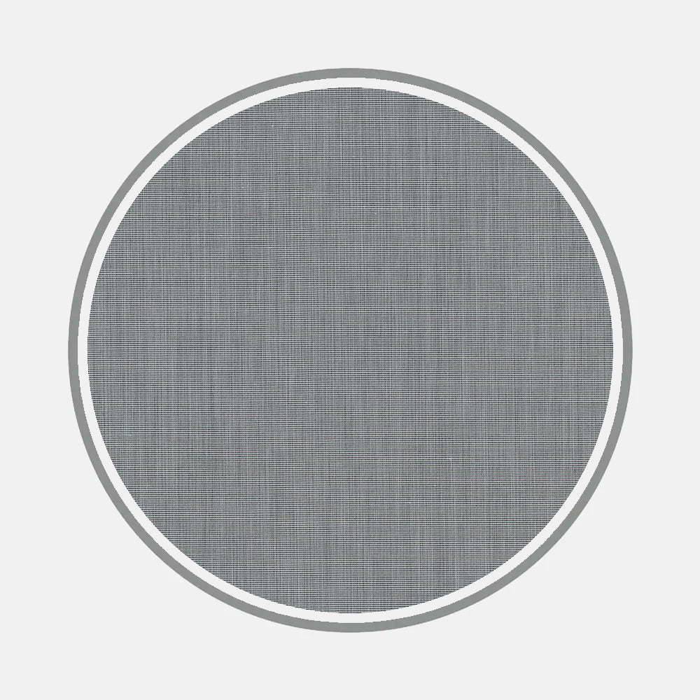 Bespoke Fabric 0003 03 by Turnbull & Asser features a circular gray patch with a subtle textured pattern and double gray borders on white, evoking the classic monogram styles seen on bespoke shirts.