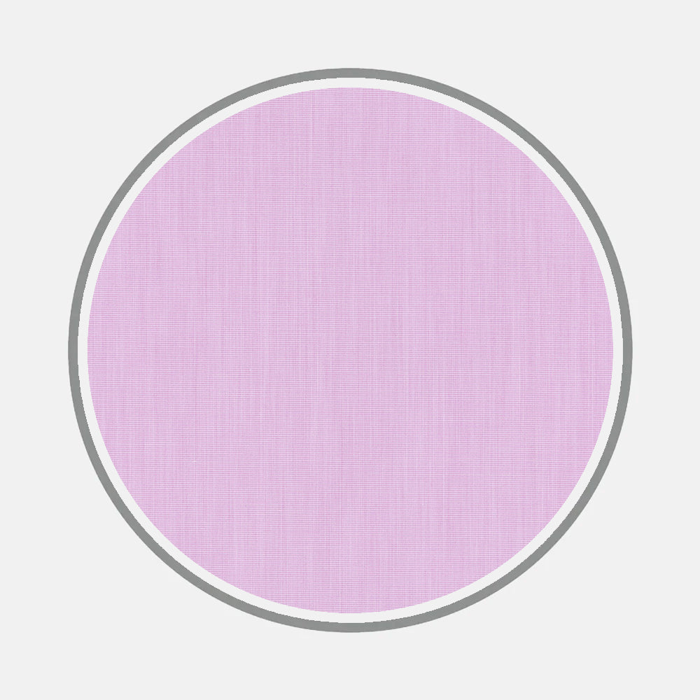 A large, solid circle with a soft pink, textured fill—evoking monogram elegance—appears on a light gray background. Fine white and gray borders accent it, inspired by Turnbull & Asser’s Bespoke Fabric 0003 18.