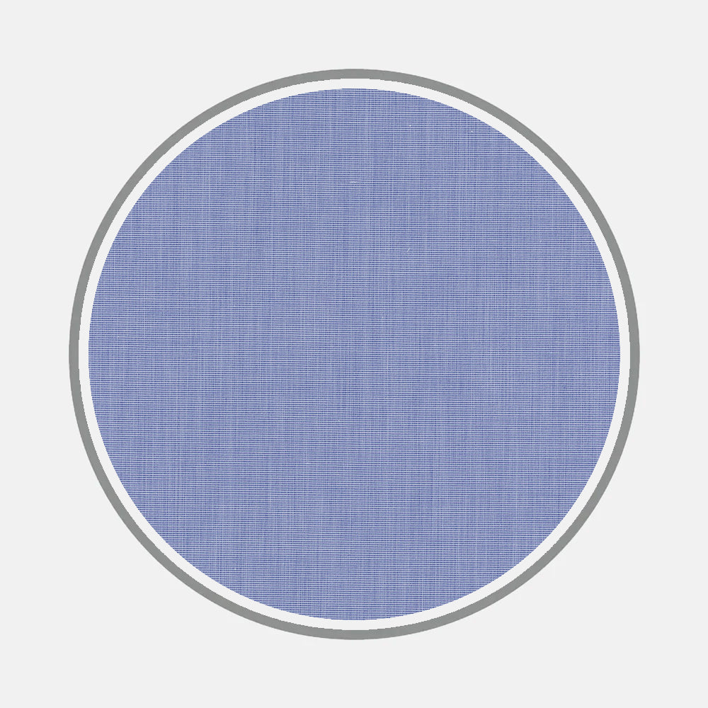The Bespoke Fabric 0003 46 by Turnbull & Asser features a textured, circular light blue patch with a subtle grid, bordered by thin gray rings on a light gray background—ideal for custom shirts or unique monogram accents.