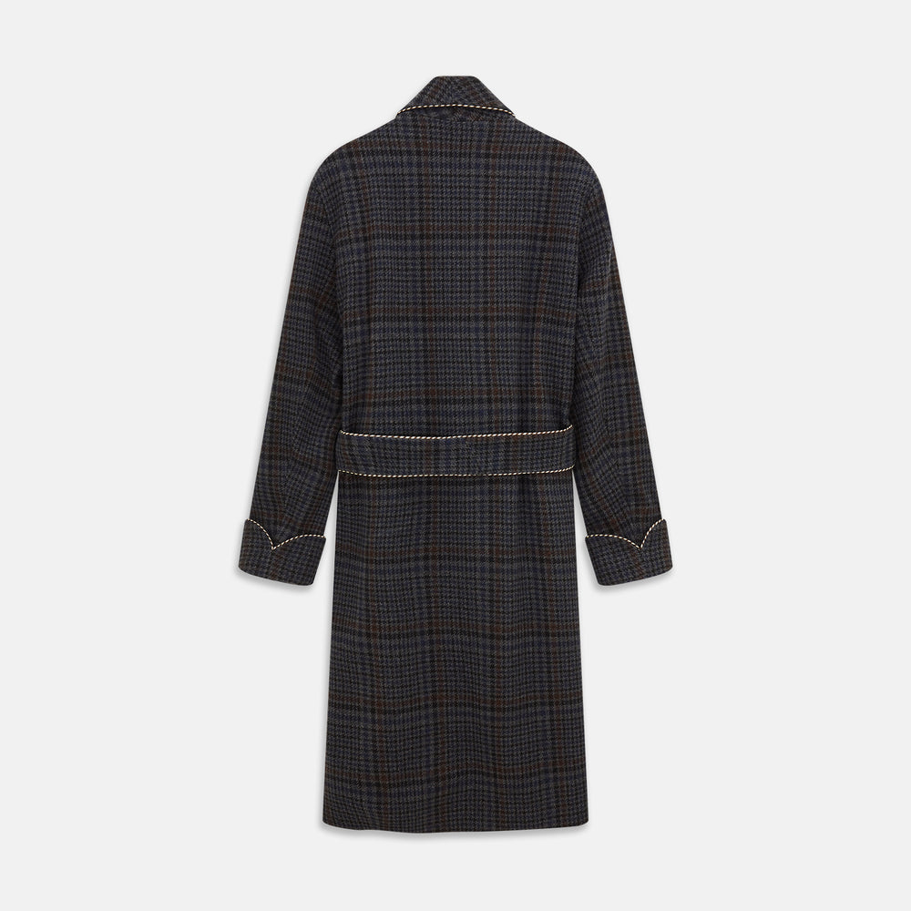 Charcoal Grey Check Wool Pierce Gown