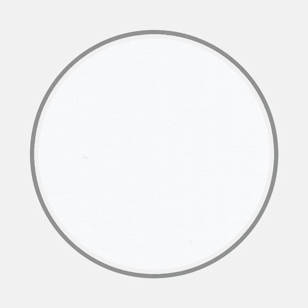 A plain white circle with a thin gray border, centered on light gray—echoing the refined detail of Turnbull & Asser’s Bespoke Fabric 10 01 shirt designs.