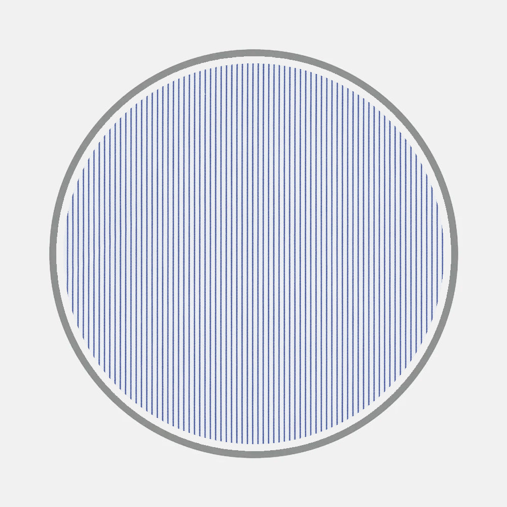 Bespoke Fabric 0011 05 by Turnbull & Asser features a circle with a thick gray border and vertical blue lines on white—ideal for custom shirts or adding unique monogram styles to personalized shirt designs.