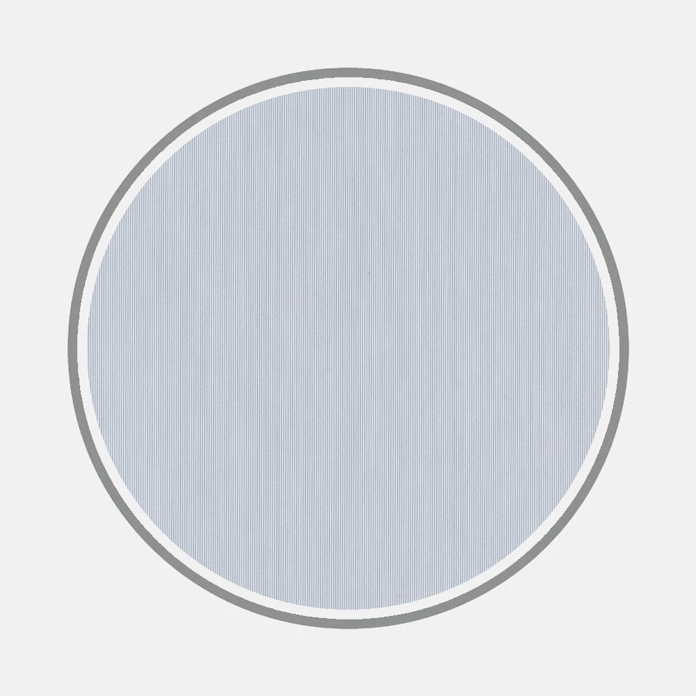 A round, light gray area with fine vertical lines and two thin gray borders—evoking monogram patterns from custom collars—features on a plain white background. Product: Bespoke Fabric 0012 04 by Turnbull & Asser.
