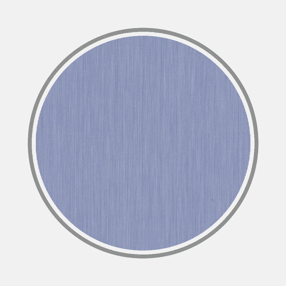 Bespoke Fabric 0012 05 by Turnbull & Asser features a circular shape with a thin gray outer border, a thicker white inner border, and a finely textured light blue interior—ideal inspiration for custom shirt monogram styles on a plain white background.