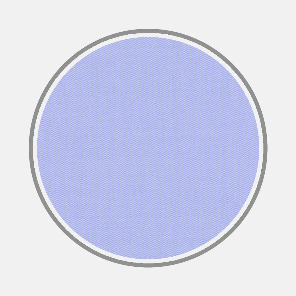A large, light purple circle is centered on white, outlined by thin white and thick gray borders—the perfect backdrop to showcase Turnbull & Asser’s Bespoke Fabric 0018 07 for custom shirt designs or elegant monograms.