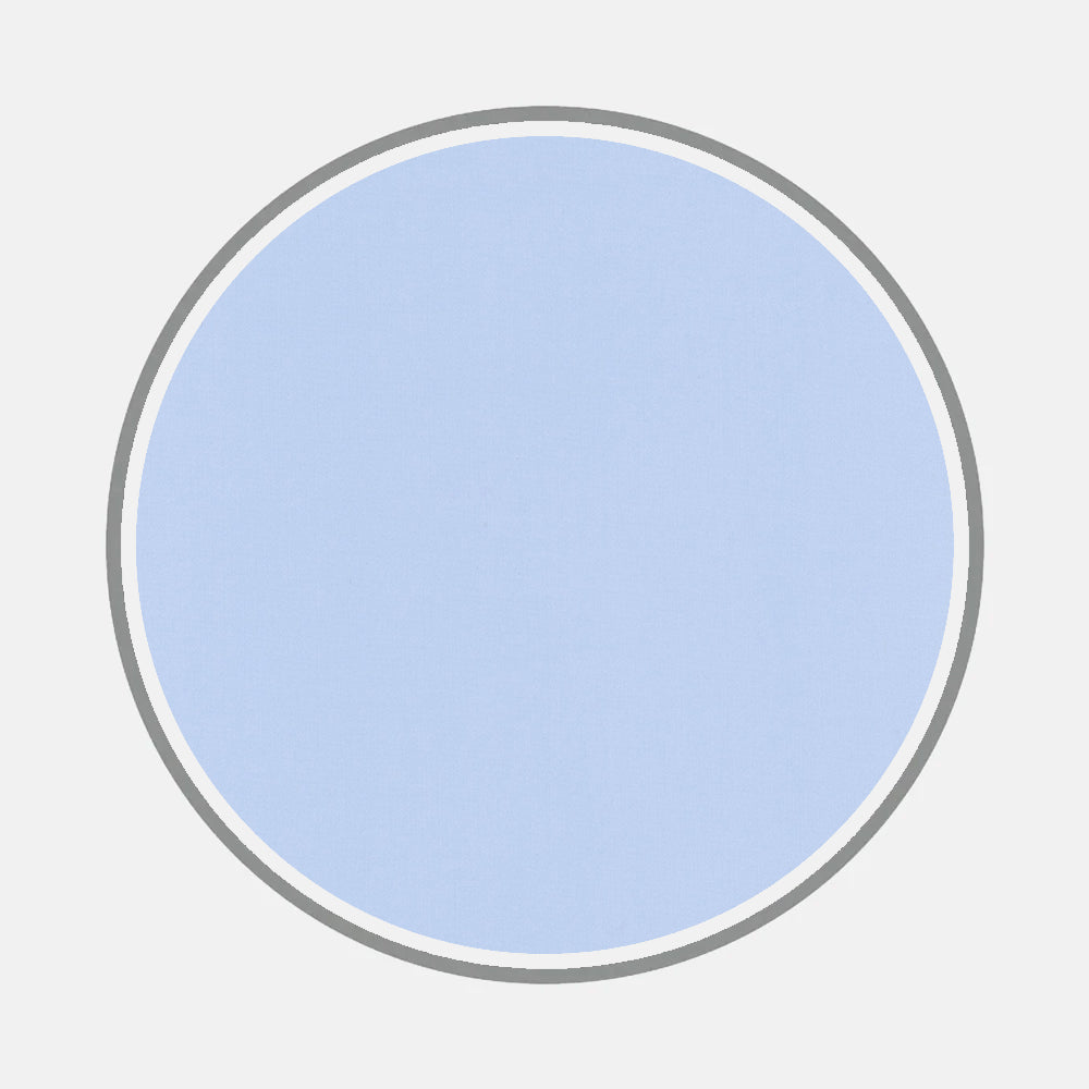 A light blue circle with a thin white border and a thicker gray outline evokes the elegance of Turnbull & Asser's Bespoke Fabric 0020 07, reminiscent of refined monogram styles, shown on a plain white background.