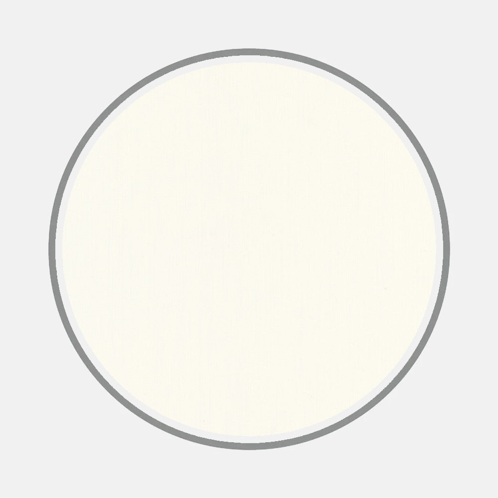 A plain, off-white circle with a thin gray outline is centered on a light gray background—evoking the monogram canvas style of Turnbull & Asser's Bespoke Fabric 0020 49. The circle is empty, with no markings or patterns inside.