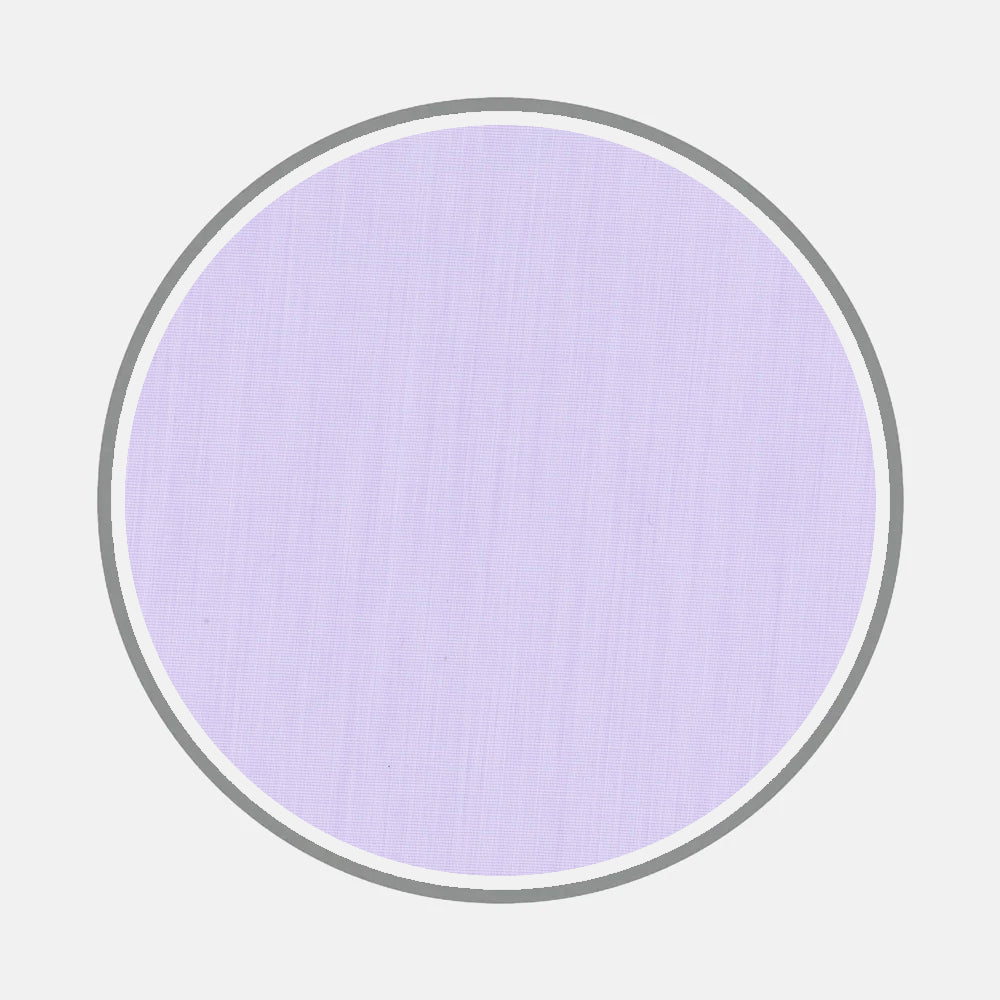 The Bespoke Fabric 0021 06 by Turnbull & Asser features a textured light purple circle with a thin white border and thick gray outline, centered on a plain light gray background, echoing classic monogram style.