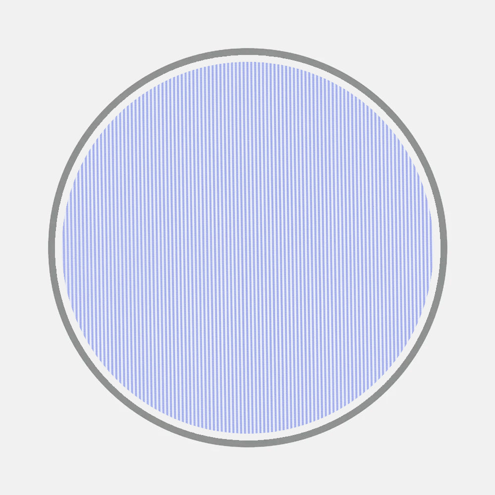 A circle with a gray outline, filled with thin vertical blue lines on light gray—echoing the classic elegance of Turnbull & Asser’s Bespoke Fabric 0022 07 and refined monogram styles.