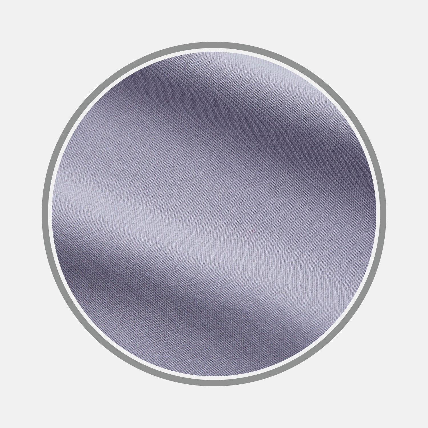 View 1 of product Close-up of Turnbull & Asser’s BESPOKE FABRIC 0033 18—a smooth, light gray fabric with a subtle sheen and diagonal weave—ideal for custom shirts, shown in a circular frame on a light background.