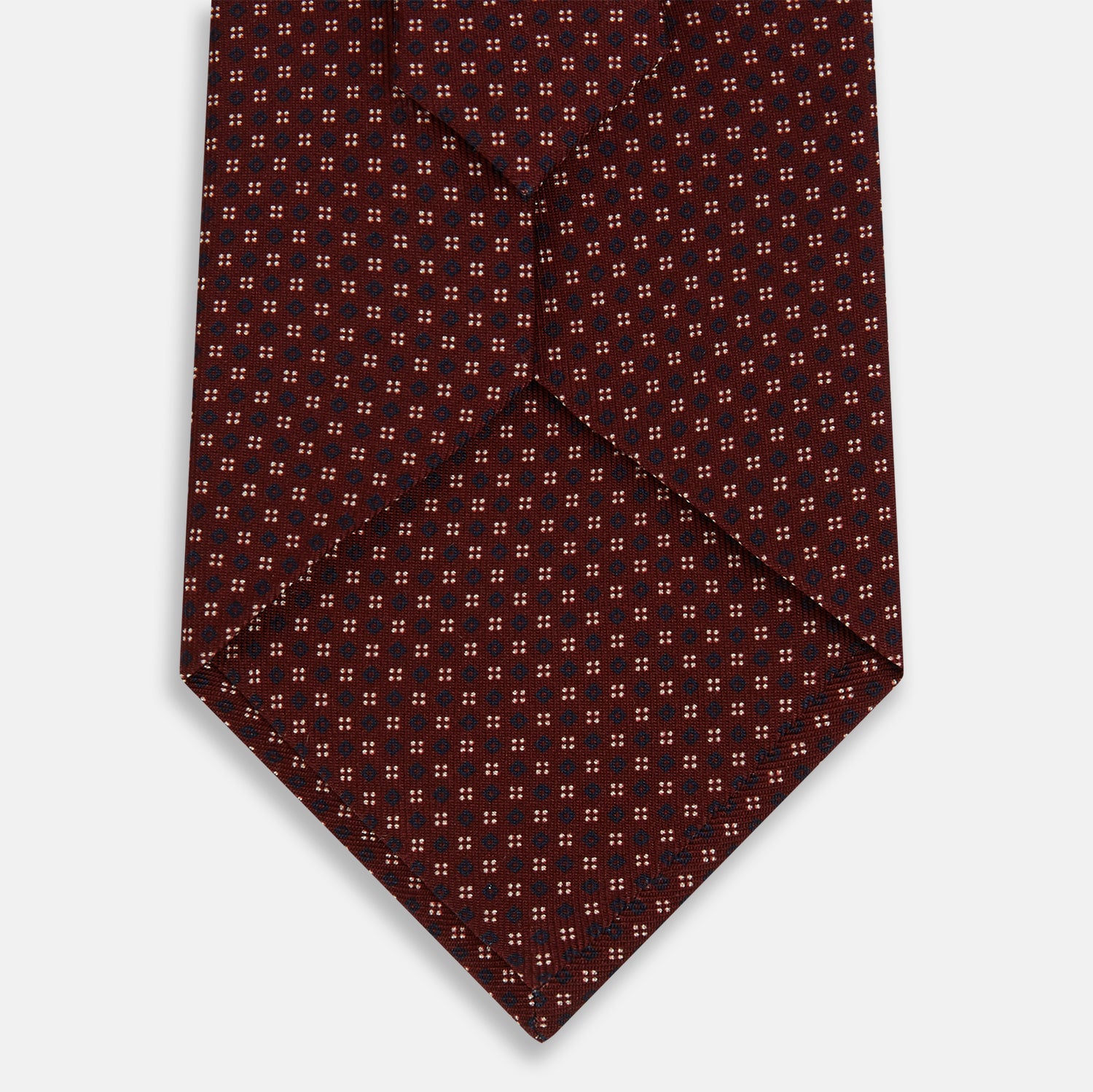 Burgundy Geometric Motif Silk Tie