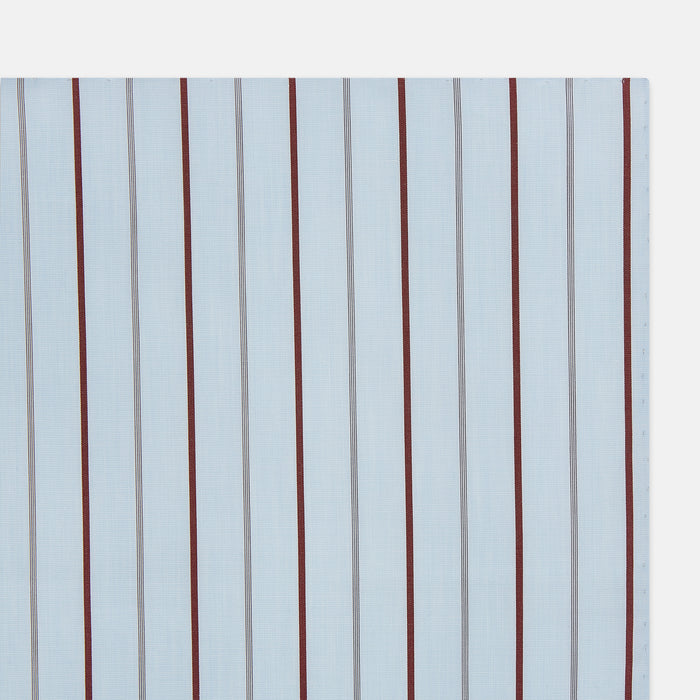 Burgundy Wide Pinstripe Hand-Rolled Handkerchief Image 1
