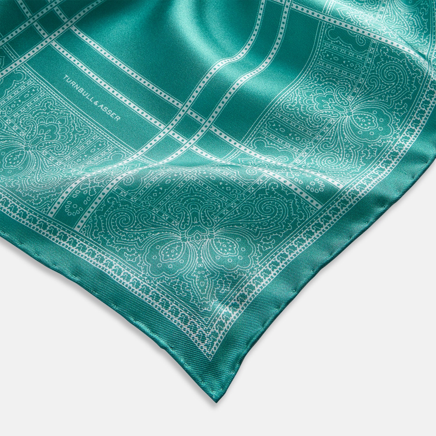 Image 2 of product Turquoise Paisley Bandana Patterned Silk Pocket Square