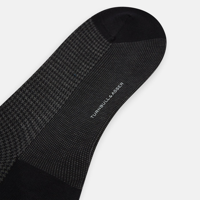 Charcoal Melange Houndstooth Long Socks Image 2