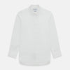 View 1 of product The Turnbull & Asser White Linen Mayfair Shirt features long sleeves and a classic collar, shown on a flat white background.