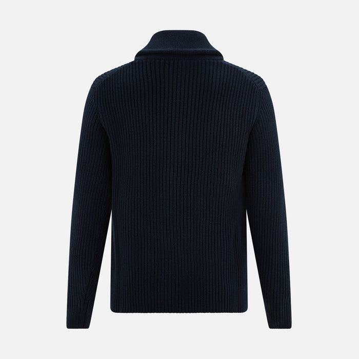 Midnight Blue Cashmere Shawl Collar Cardigan Image 2