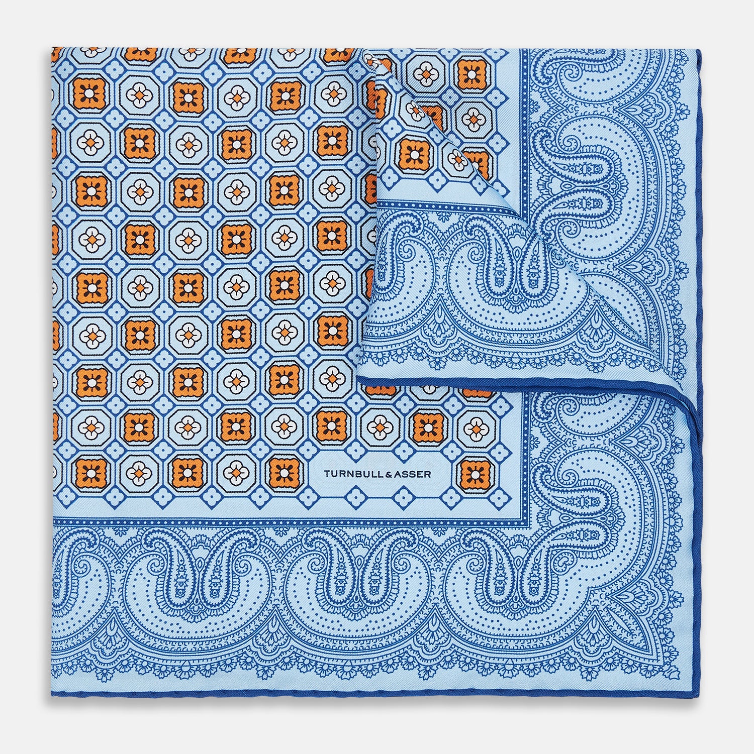Image 5 of product Blue Floral Tile and Paisley Silk Pocket Square