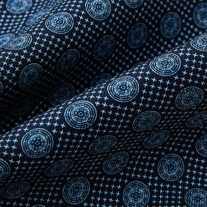 Navy Medallion Silk Cravat Image 3