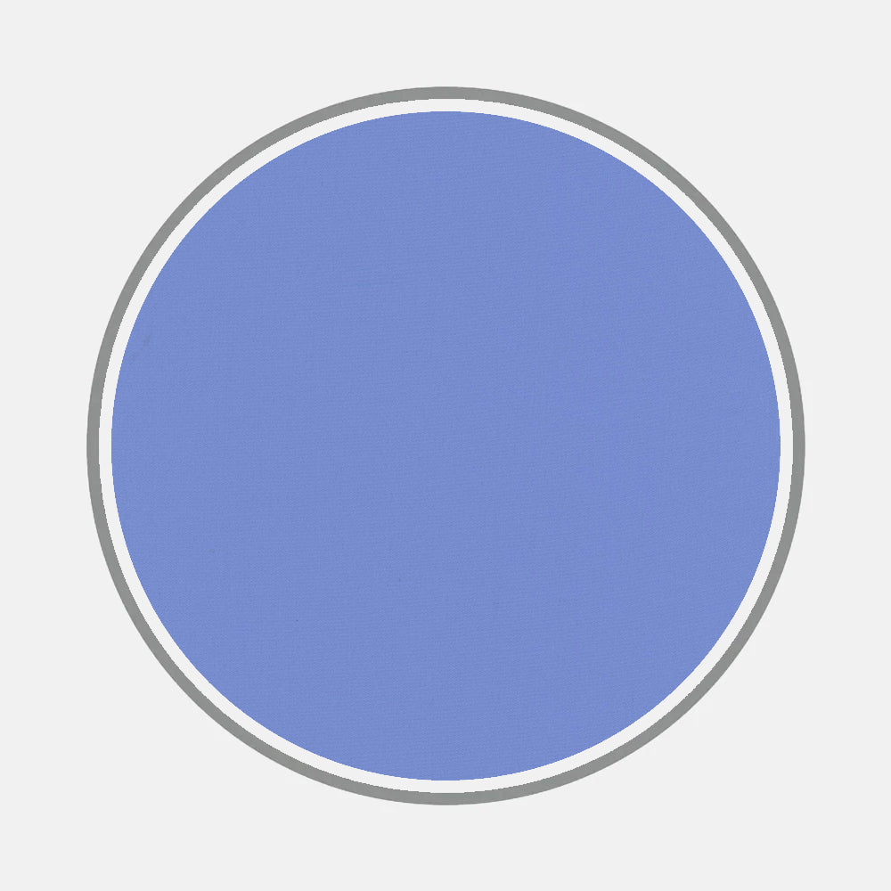 A solid periwinkle blue circle with a thin white outline and thicker gray border, evoking classic monogram styles, is centered on a light gray background—featuring Turnbull & Asser’s Bespoke Fabric 0118 06.