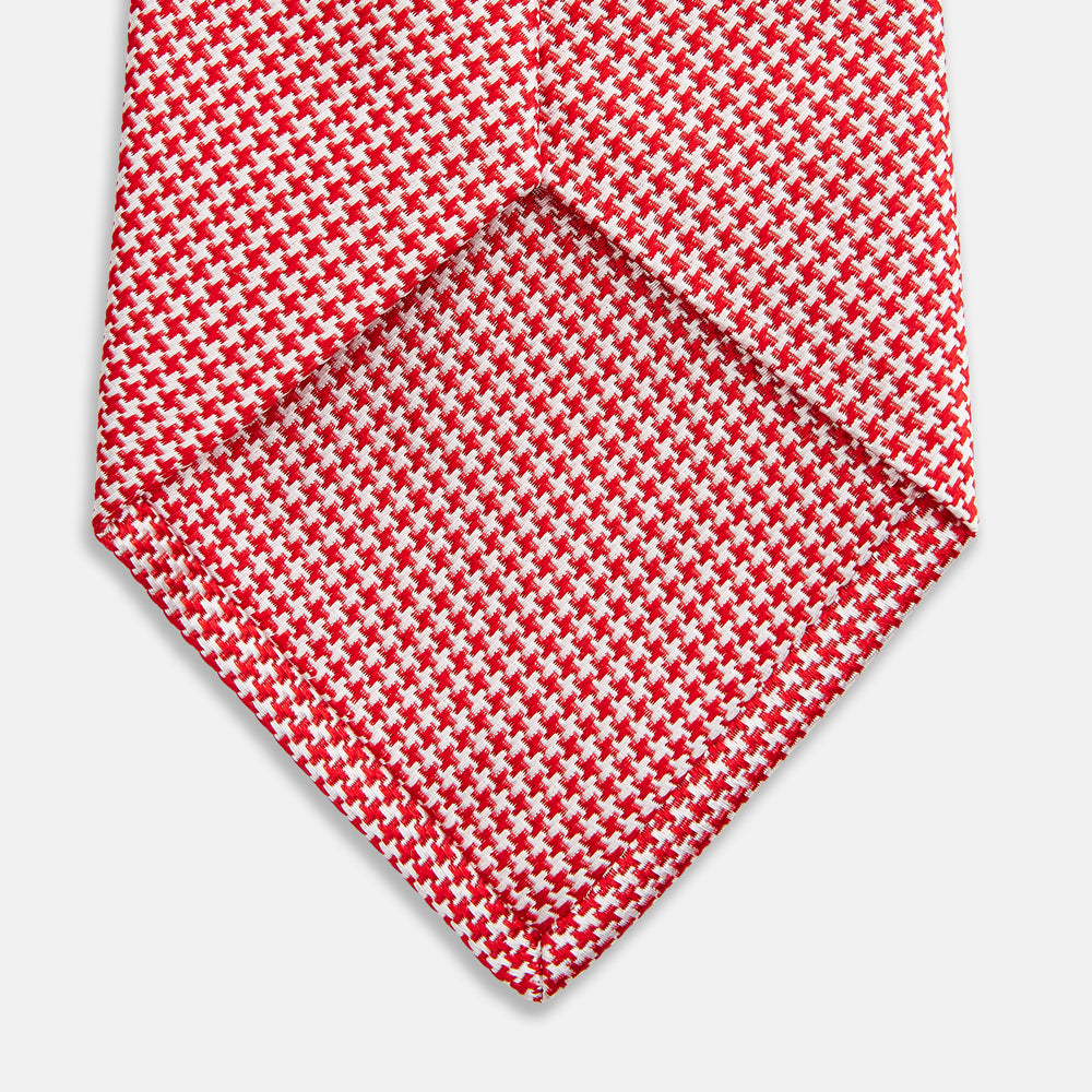 Red and White patterned silk tie