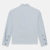 View 3 of product The Turnbull & Asser Grey Hyde Overshirt is a long-sleeve button-up made from sanforised cotton, featuring a single chest pocket and dark buttons, shown against a plain white background.