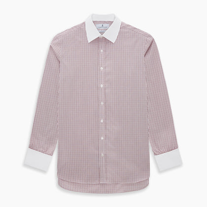 Red Micro Check Shirt with Contrast T&A Collar and Cuffs Image 6