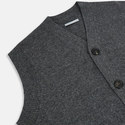 Charcoal Grey Cashmere Sleeveless Cardigan