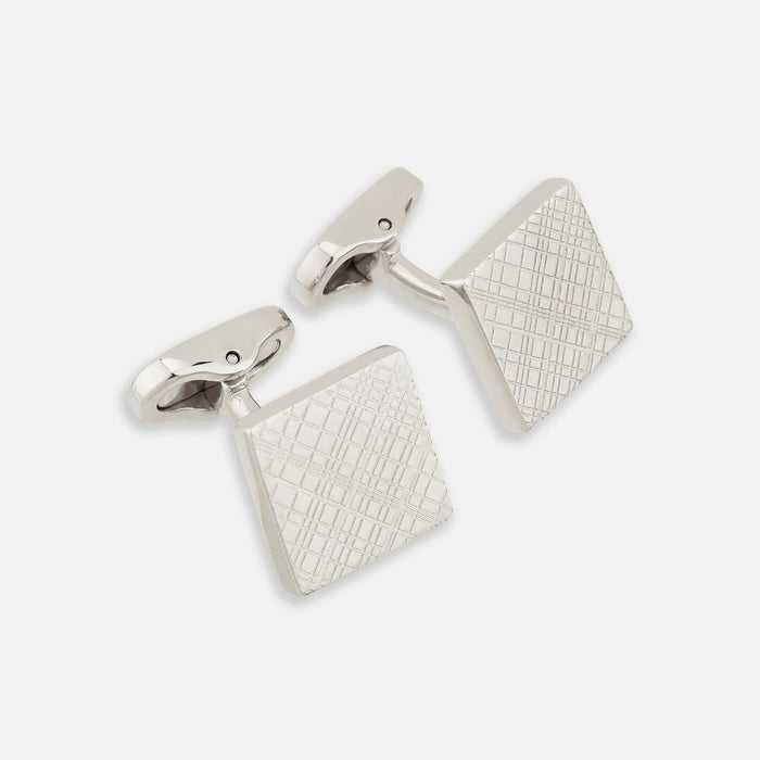 Silver Grid Square Cufflinks
