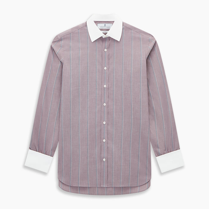 Light Porto Red Track Stripe Shirt with Contrast T&A Collar and Cuffs Image 6