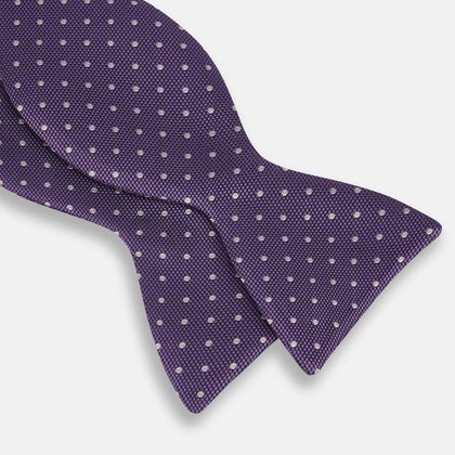 Lilac and Royal Purple Micro Dot Silk Bow Tie Image 2