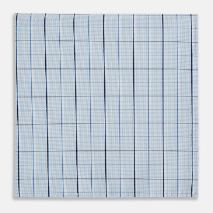 Navy and Blue Combination Check Hand-Rolled Handkerchief