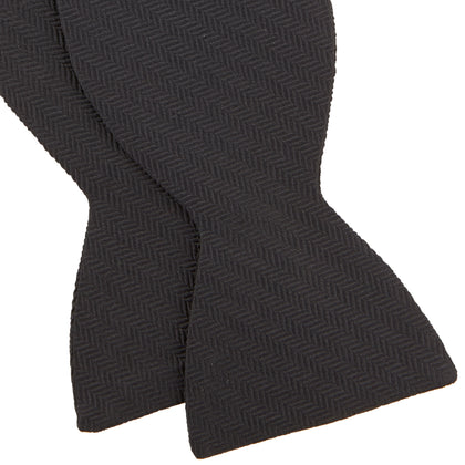 Black Herringbone Silk Bow Tie Image 3