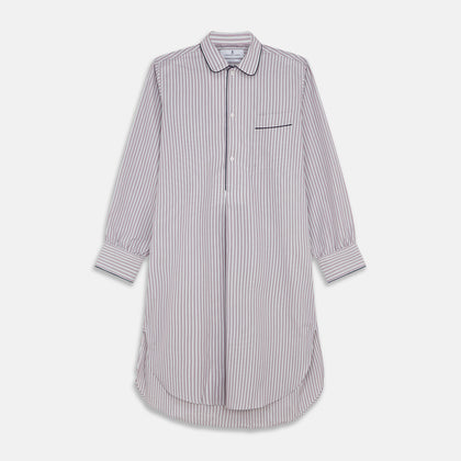 Red and Blue Multi Stripe Cotton Sussex Nightshirt