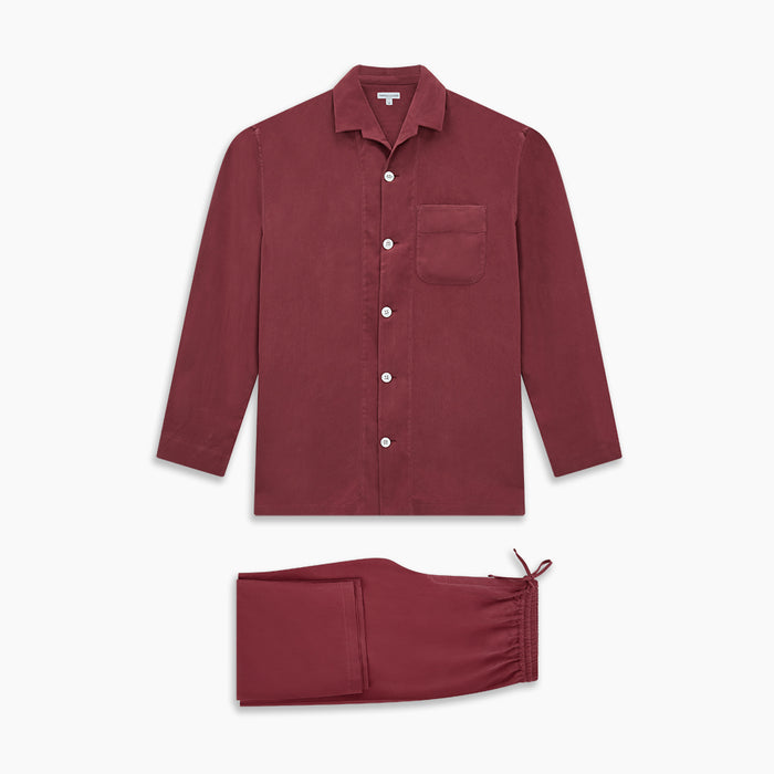 Burgundy Silk Pyjama Set Image 7