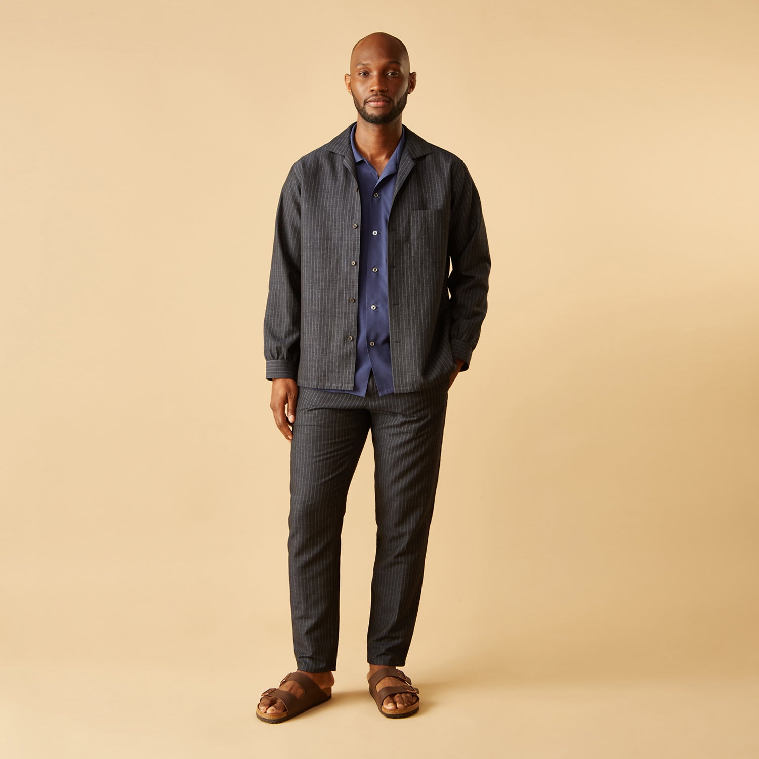 Image 2 of product Navy Tailored Pinstriped Shirt Jacket