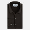View 5 of product A brown Windsor long-sleeve button-up shirt by Turnbull & Asser with a classic collar, buttoned cuffs, and a straight hem, laid flat on a white background—showcasing refined British craftsmanship.