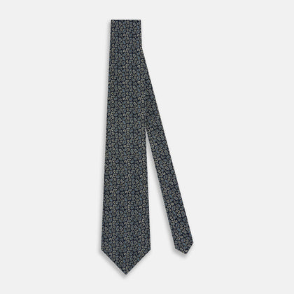 Navy Paisley Foulard Silk Tie