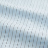 View 4 of product The Turnbull & Asser Hand Rolled Blue Multi Stripe Handkerchief features light blue cotton with thin black and white stripes, making it a refined accessory for the gentleman.