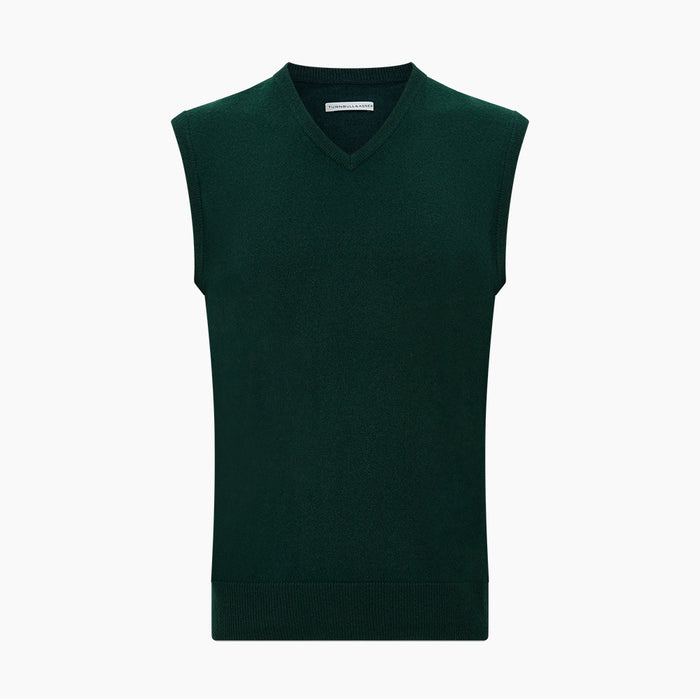 Forest Green V-neck Cashmere Vest Image 3
