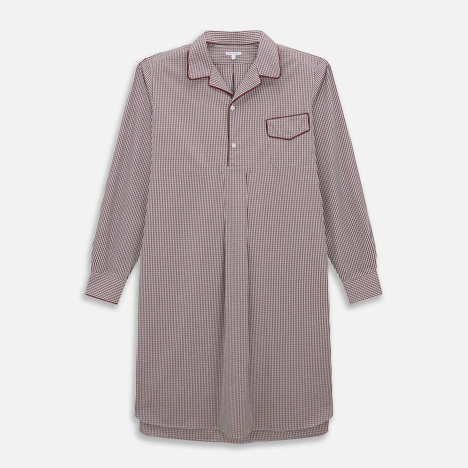 Burgundy Micro Check Winston Long Nightshirt