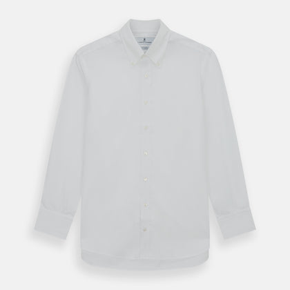 White Royal Oxford Cotton Shirt with Button-Down Collar and 3-Button Cuffs