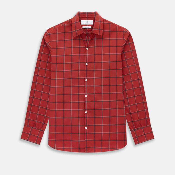 Dark Red Grid Check Windsor Shirt
