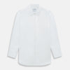 View 1 of product The PLAIN WHITE WESTMINSTER SHIRT WITH TURNBULL COLLAR AND 3-BUTTON CUFFS by Turnbull & Asser features refined British craftsmanship, long sleeves, a straight hem, and a crisp white design displayed on a plain background.